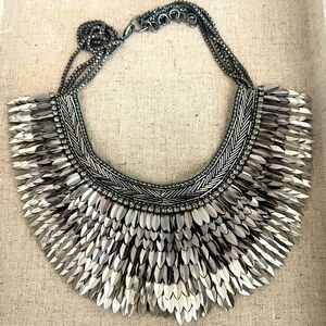 stella & dot ~ SILVER pegasus bib statement necklace ~ limited edition RARE